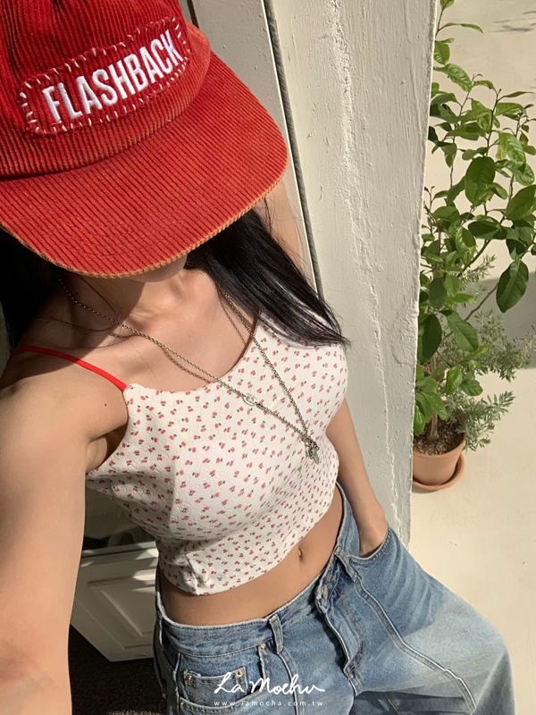細肩燒花櫻桃BRA背心(闆娘.花花清單)